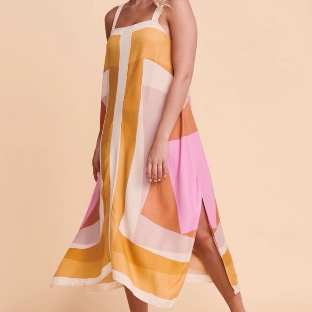 O'Neill Yellow Pink and Cream Colorblock Maxi Dress - Picture 3 of 7